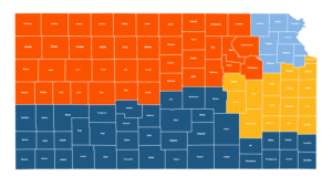 image of map showing Kansas Weatherization Assistance Program service providers