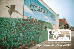 courtland, ks, mural wall and image promoting the Connecting Entrepreneurial Communities conference